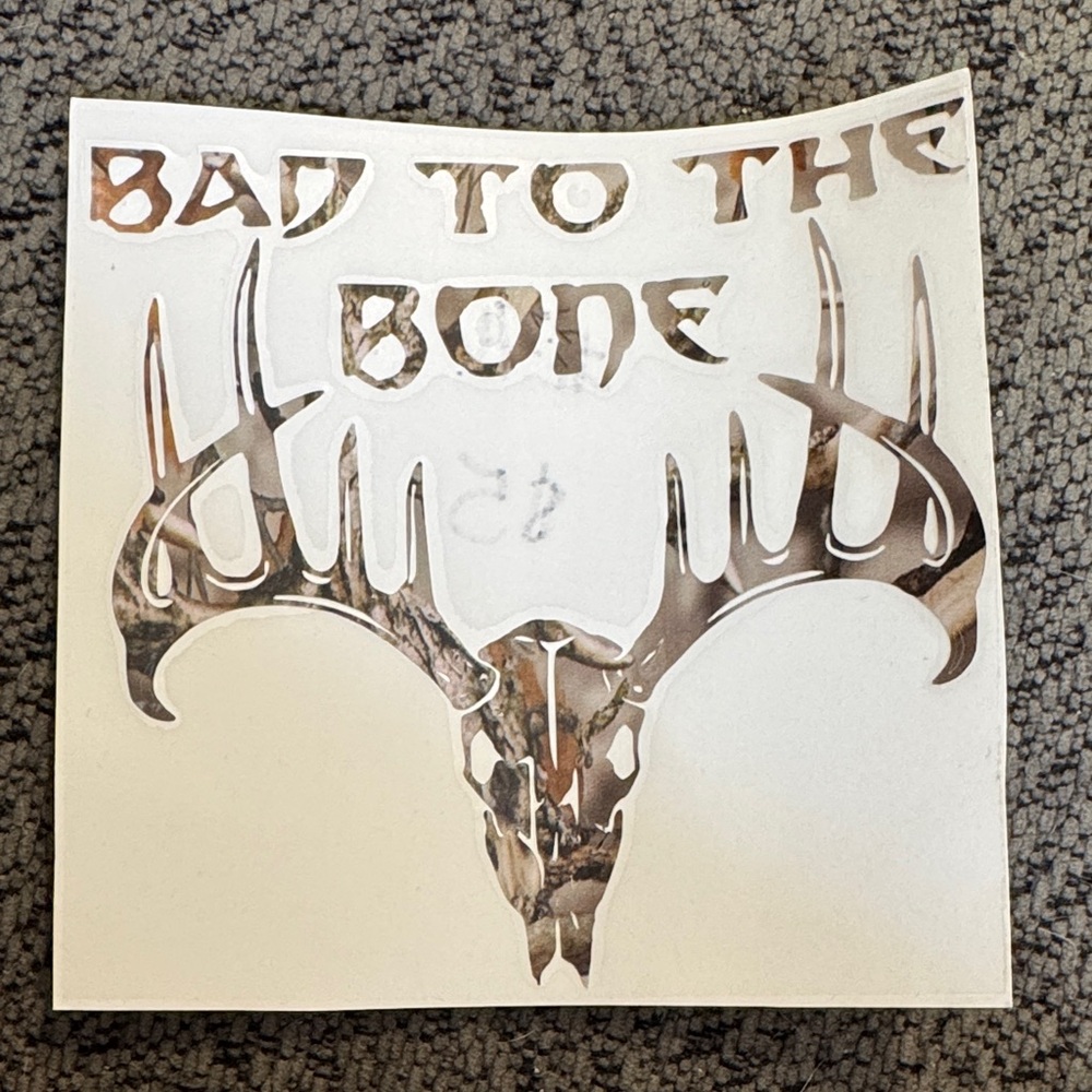 Camo Antler Decal - Bad to the Bone
